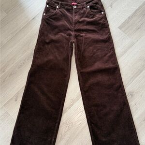 Staud Grayson Brown Corduroy Wide Leg Trousers Womens Size 4